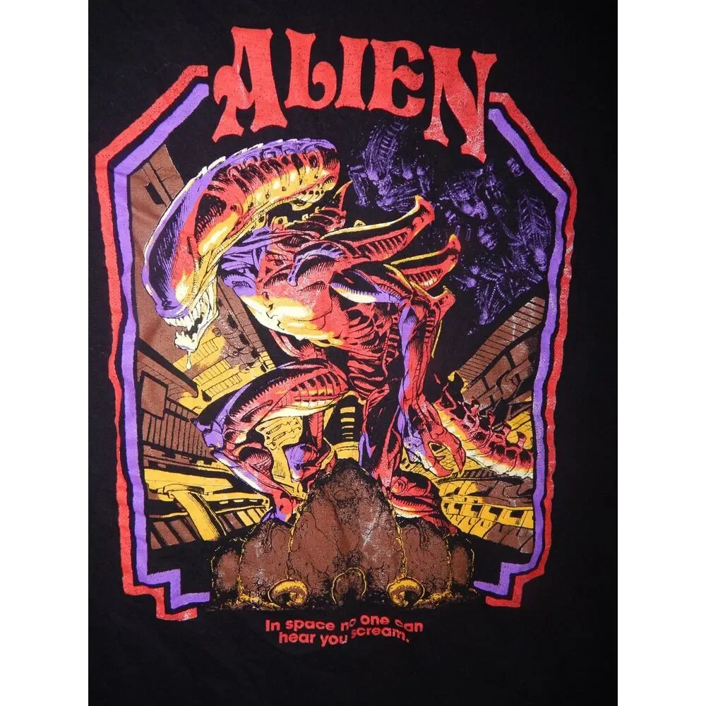 ALIEN unisex large black graphic t-shirt - Picture 2 of 4